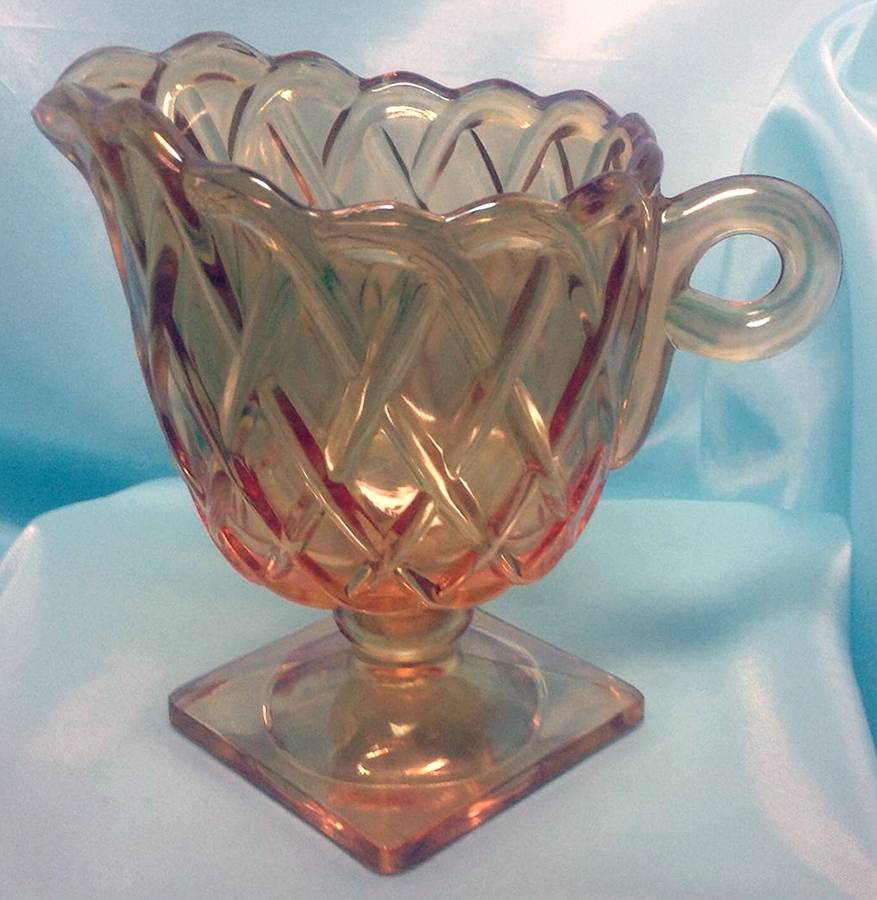 Pretzel Amber Carnival Creamer by Indiana Glass-1