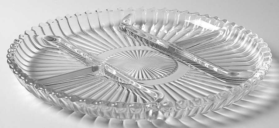 260 Clear 10" Round 5 Part Celery/Relish by Indiana Glass-1