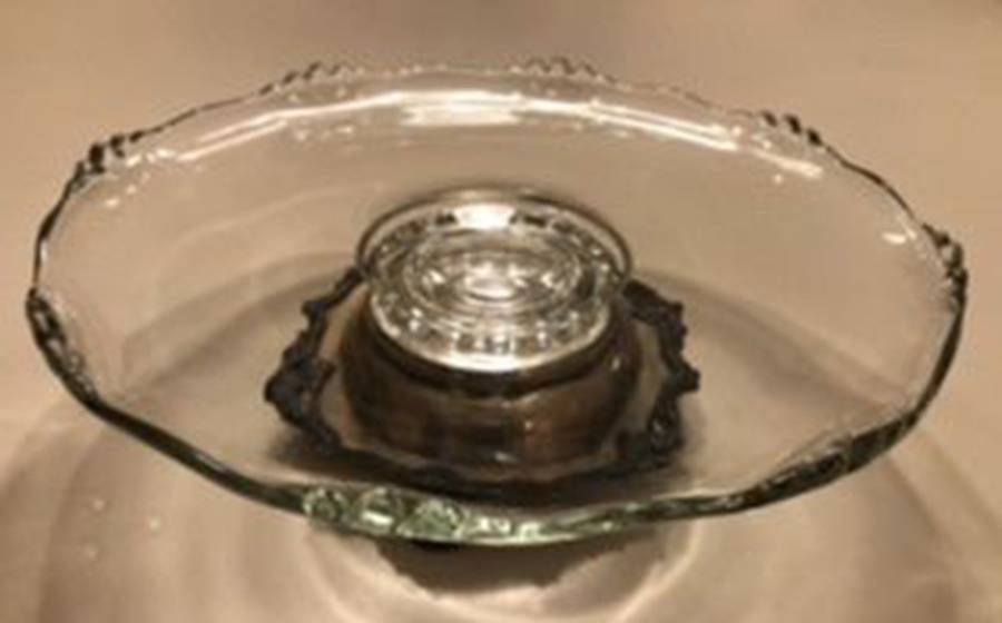 493 Clear 12" Diameter Cake Stand w/Silverplate Pedestal by Indiana Glass-1