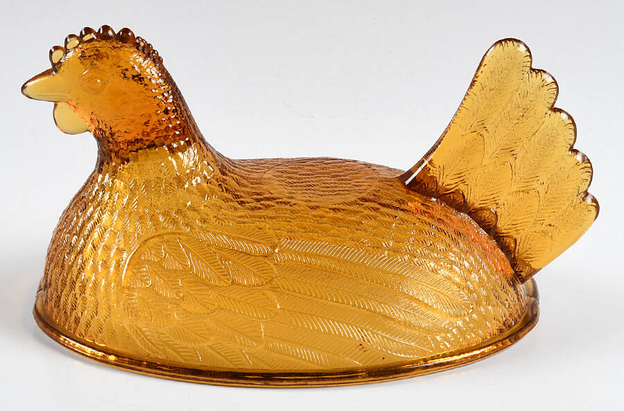 Indiana Animals & Figurines Amber Hen on Nest Lid Only by Indiana Glass-1