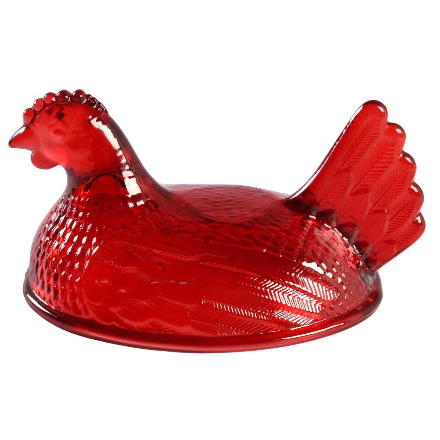 Indiana Animals & Figurines Ruby Flash Hen on Nest,Lid Only by Indiana Glass-1