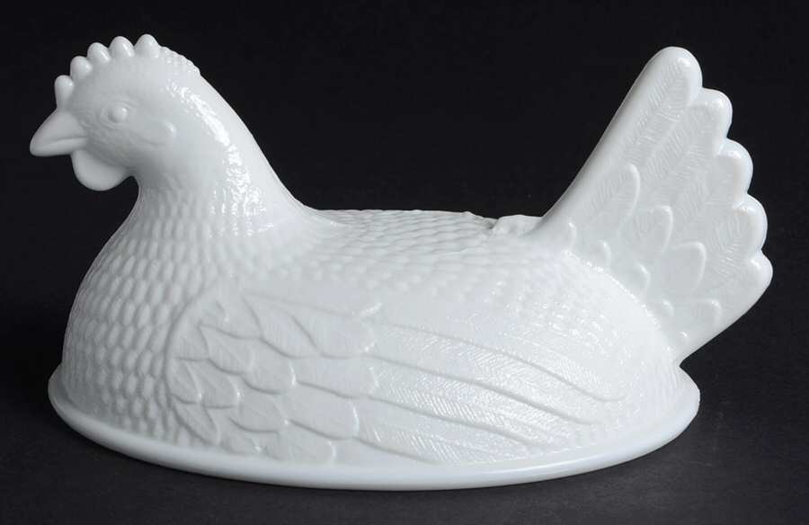 Indiana Animals & Figurines Milk Glass Hen on Nest-Lid Only by Indiana Glass-1