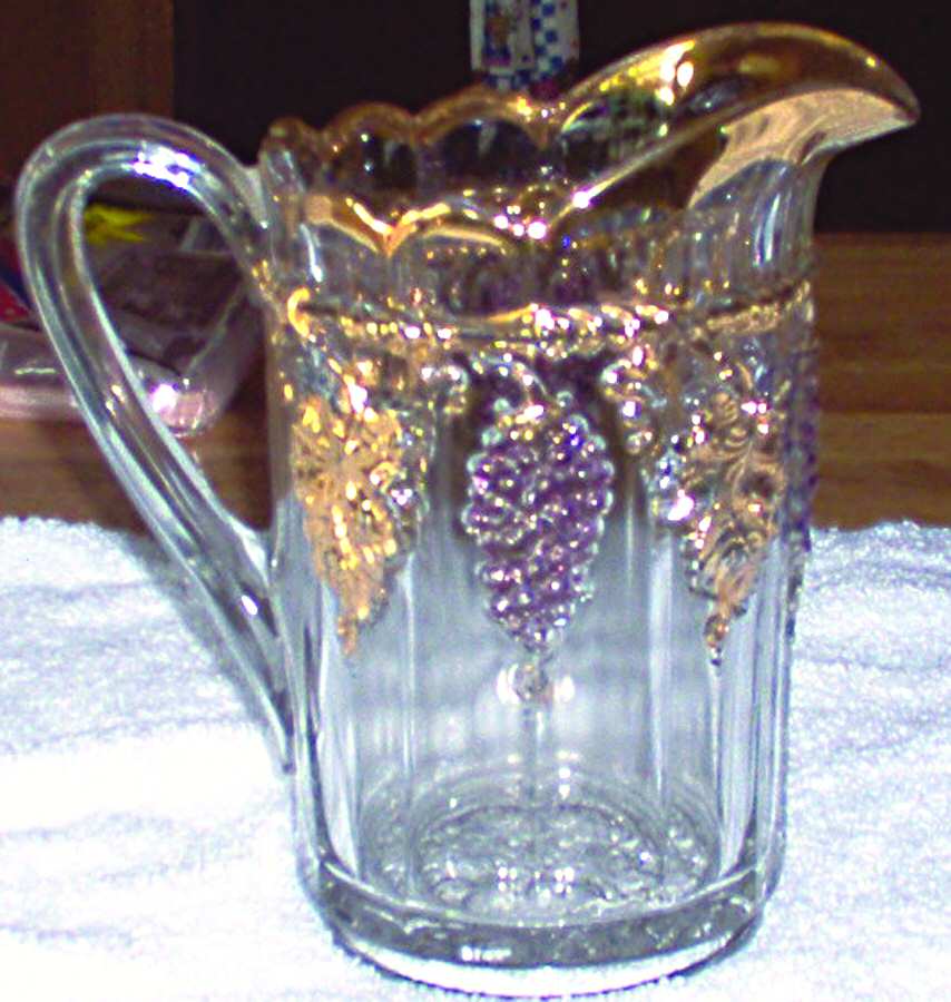 Late Panelled Grape Purple Gold Creamer by Indiana Glass-1