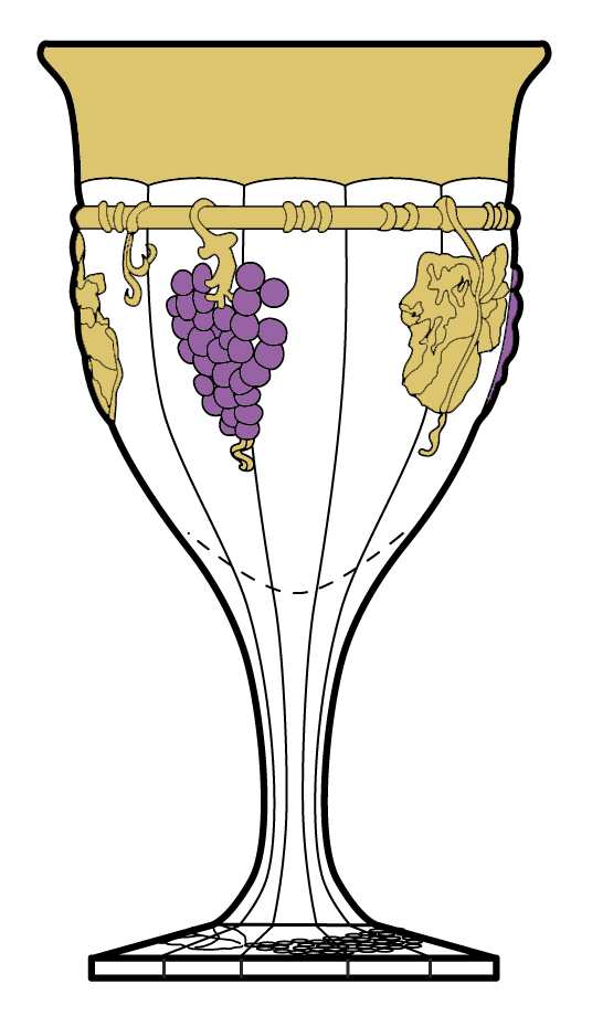 Late Panelled Grape Purple Gold Water Goblet by Indiana Glass-1