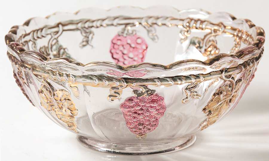 Late Panelled Grape Purple Gold Small Fruit Dessert Bowl by Indiana Glass-1