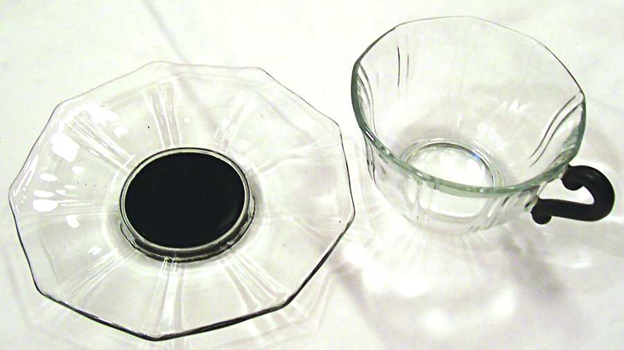 Artura Clear Black Cup & Saucer Set by Indiana Glass-1