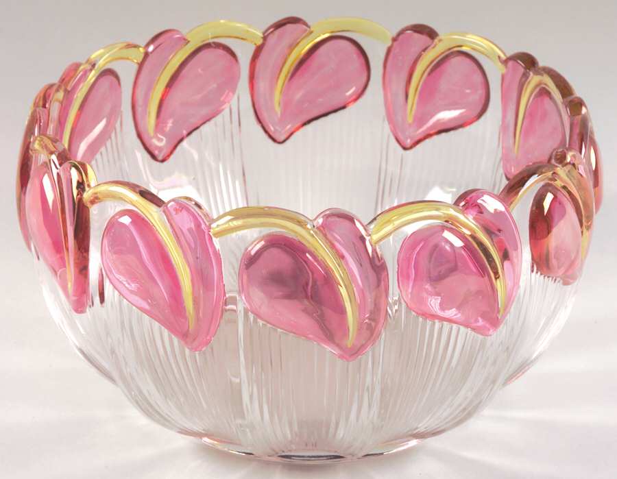 1009 Ruby and Yellow Flash Punch Bowl by Indiana Glass-1