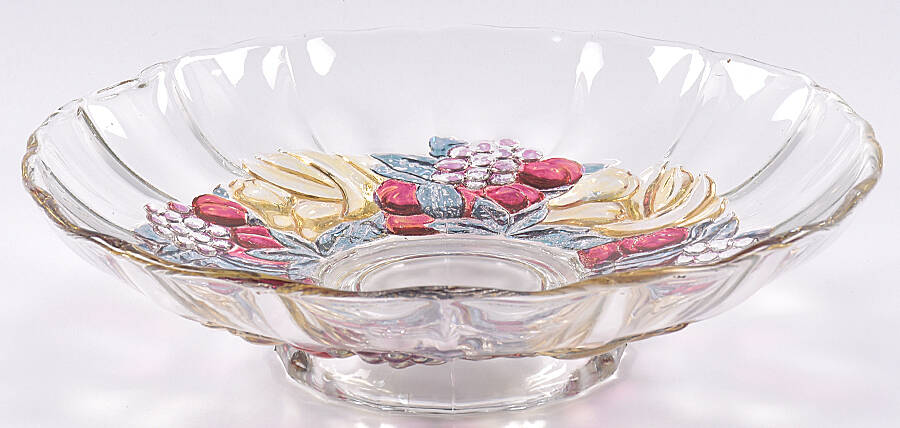 Garland Flashed Purple Grapes 12" Console Bowl by Indiana Glass-1