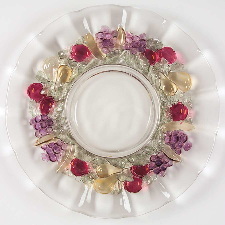Garland Flashed Purple Grapes Dinner Plate by Indiana Glass-1