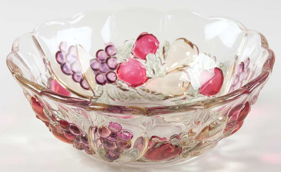 Garland Flashed Purple Grapes 6" Round Bowl by Indiana Glass-1