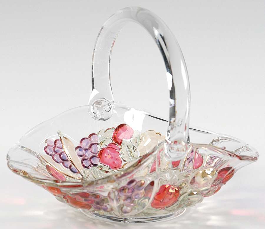 Garland Flashed Purple Grapes Basket by Indiana Glass-1