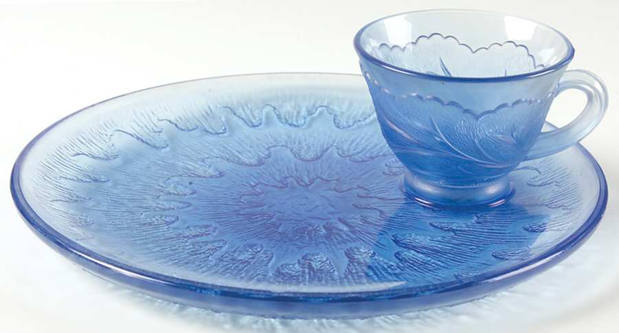 625 Blue Snack Plate & Cup Set by Indiana Glass-1