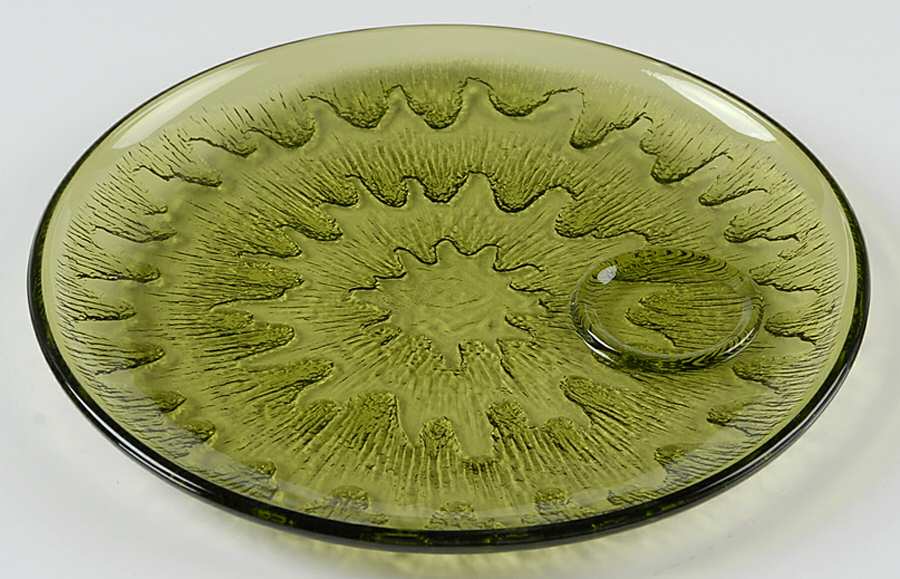 625 Green Snack Plate No Cup by Indiana Glass-1
