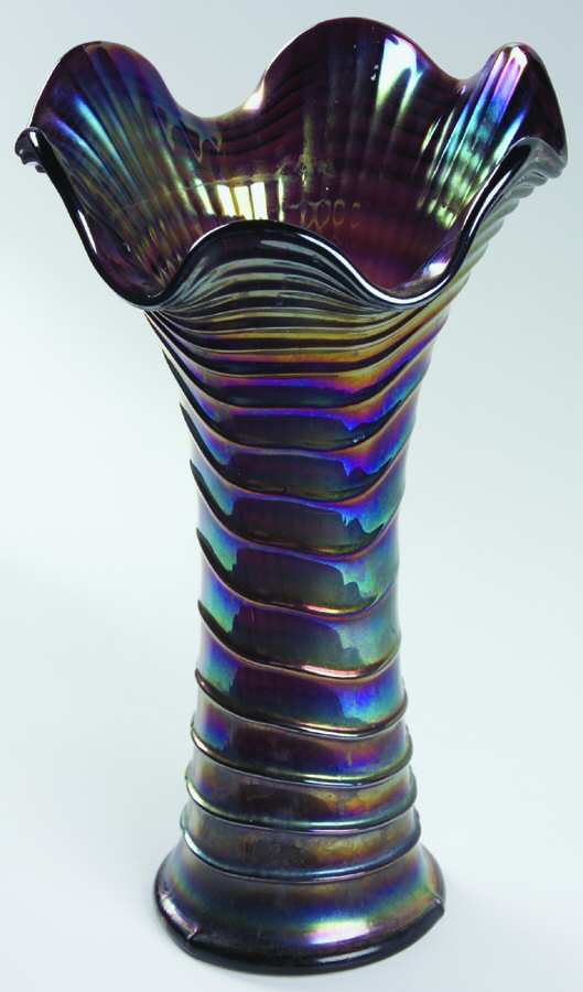 Ripple Amethyst (Carnival) 11" Flower Vase by Imperial Glass-Ohio-1