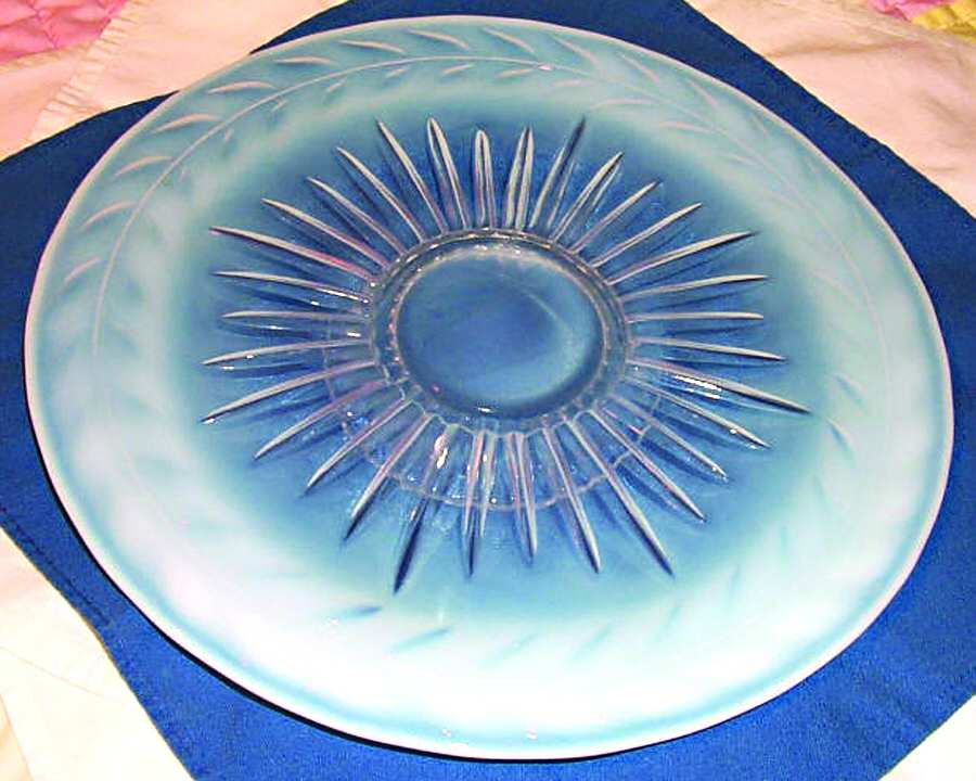 Laurel Pink Opalescent Footed Cake Plate by Indiana Glass-1