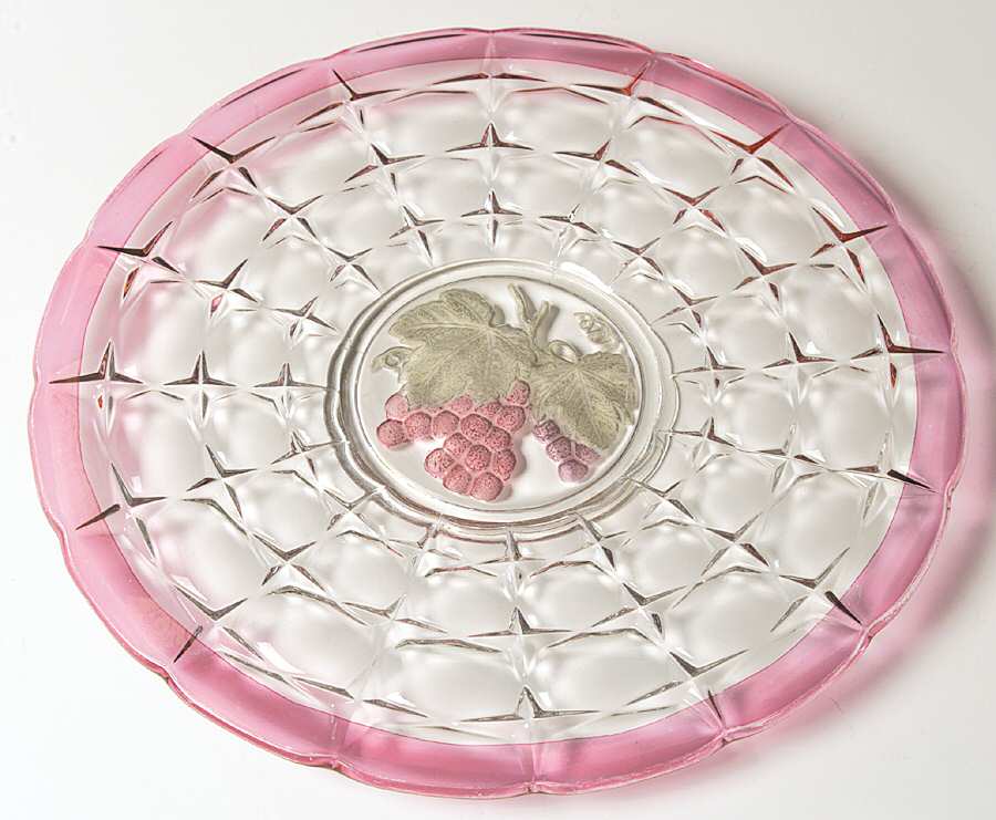 Constellation Grape Cranberry Flash 13" Sandwich Plate by Indiana Glass-1