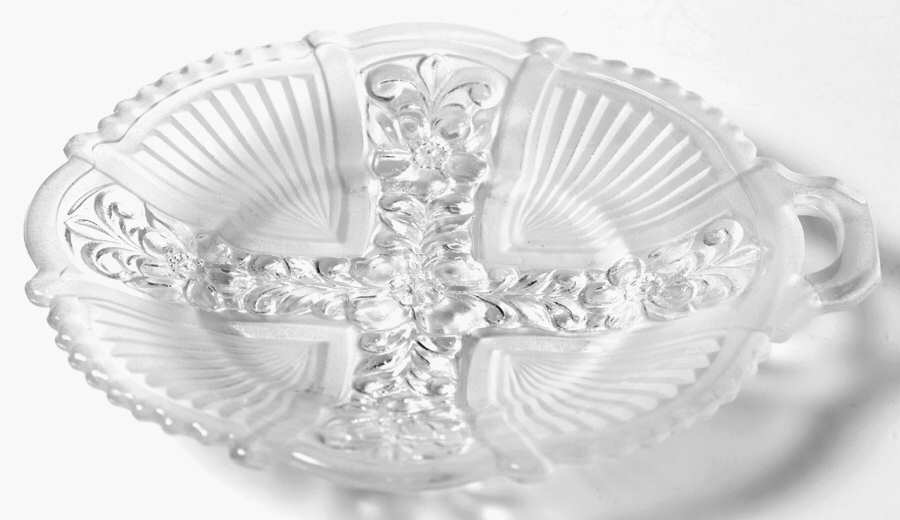 Killarney Clear Frosted 6" 1 Handle Plate by Indiana Glass-1