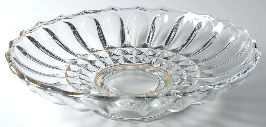 Lotus Blossom Gold Trim 12" Cupped Bowl by Indiana Glass-1