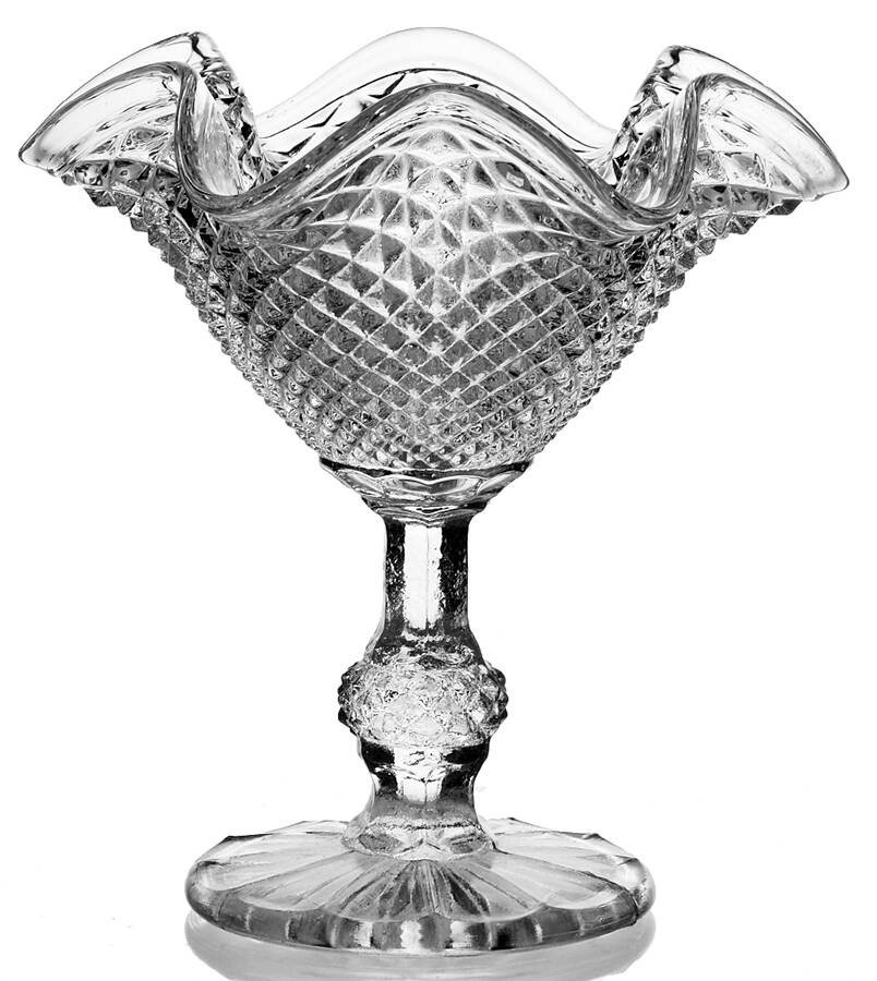 Diamond Point Clear Round Compote (Height X Width) by Ivima-1