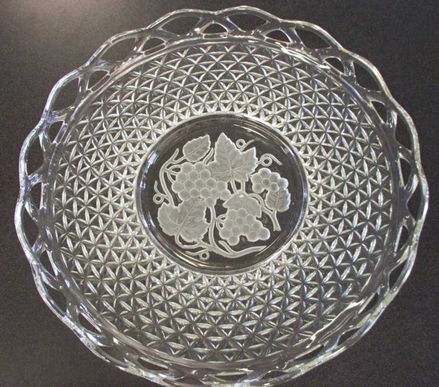 Laced Edge Fruit (Frosted Clear) Round Bowl by Imperial Glass-Ohio-1