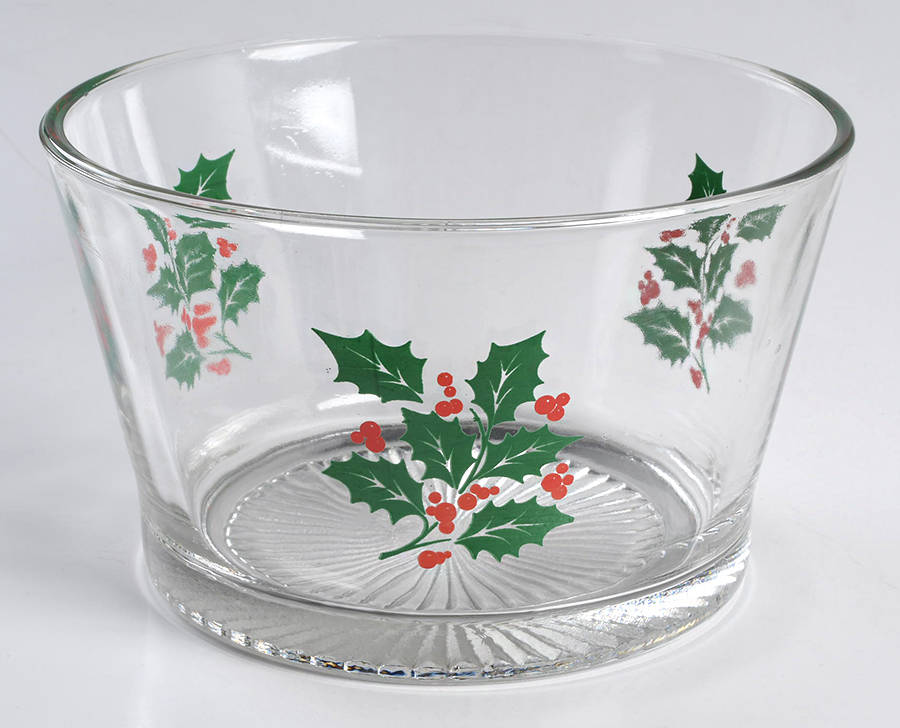 Holly Party Serving Bowl by Indiana Glass-1