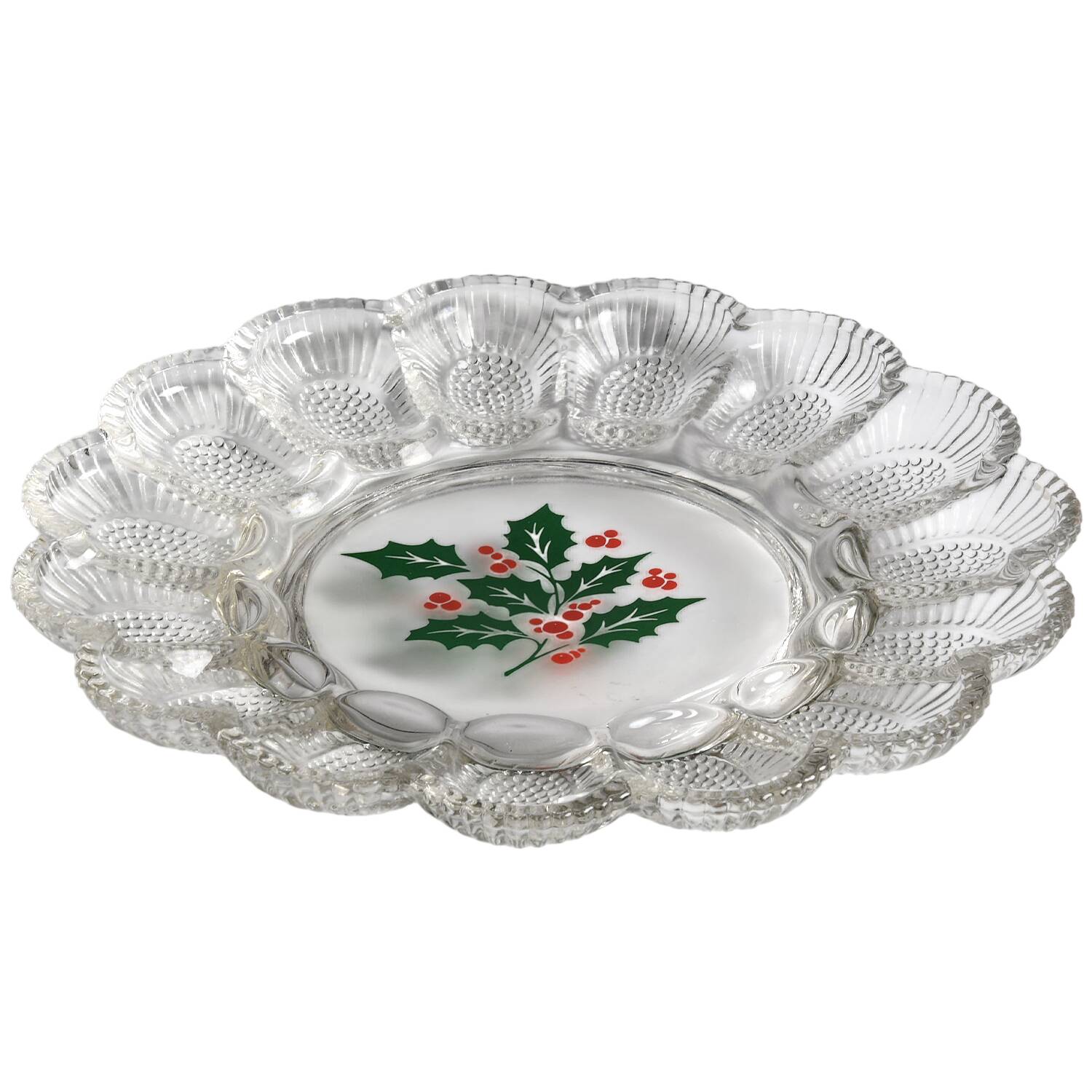 Holly Deviled Egg Server by Indiana Glass-1