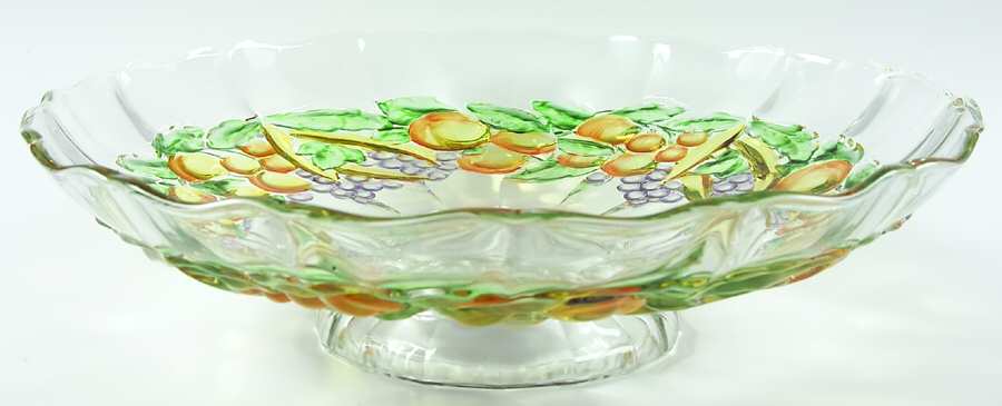Garland Flashed Purple Yellow Orange Large Fruit Bowl by Indiana Glass-1