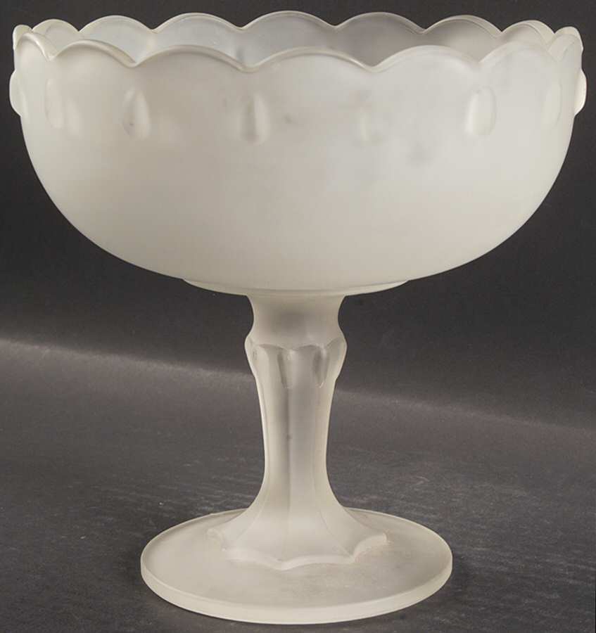Teardrop Frosted (Clear) 7" Height Open Compote by Indiana Glass-1