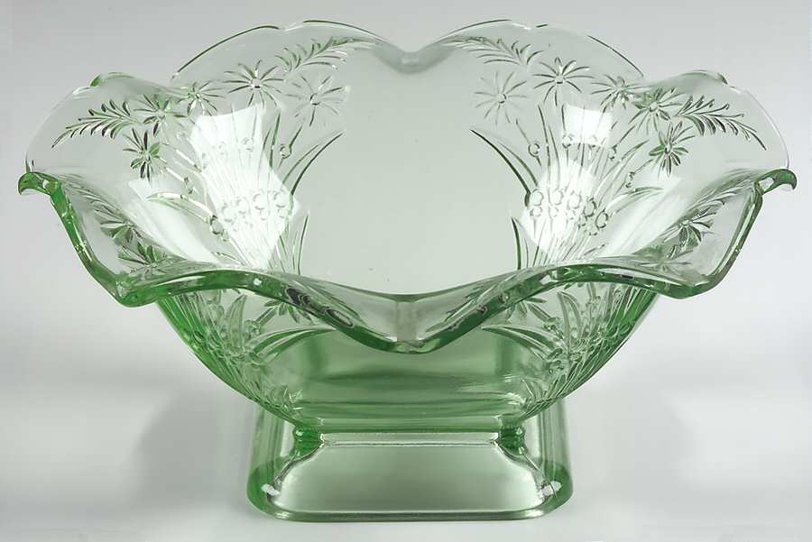 371 Green 10" Footed Bowl by Indiana Glass-1