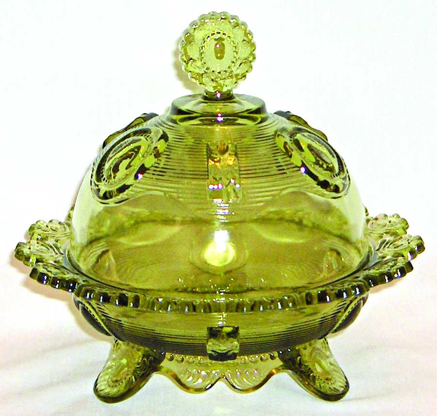 972 Green Round Covered Butter by Imperial Glass-Ohio-1