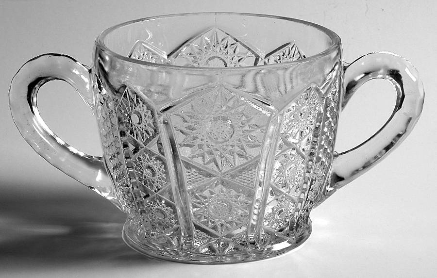 Paneled Daisy and Finecut Clear Open Sugar by Indiana Glass-1