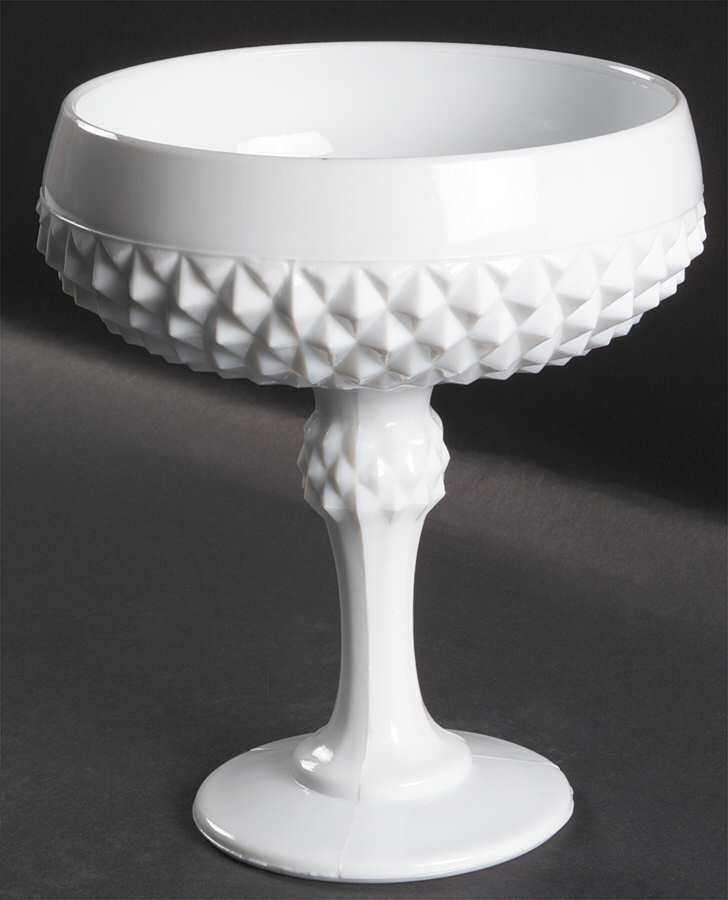 Diamond Point Milkglass Compote No Lid by Indiana Glass-1