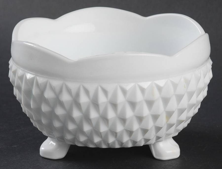 Diamond Point Milkglass Bon Bon by Indiana Glass-1