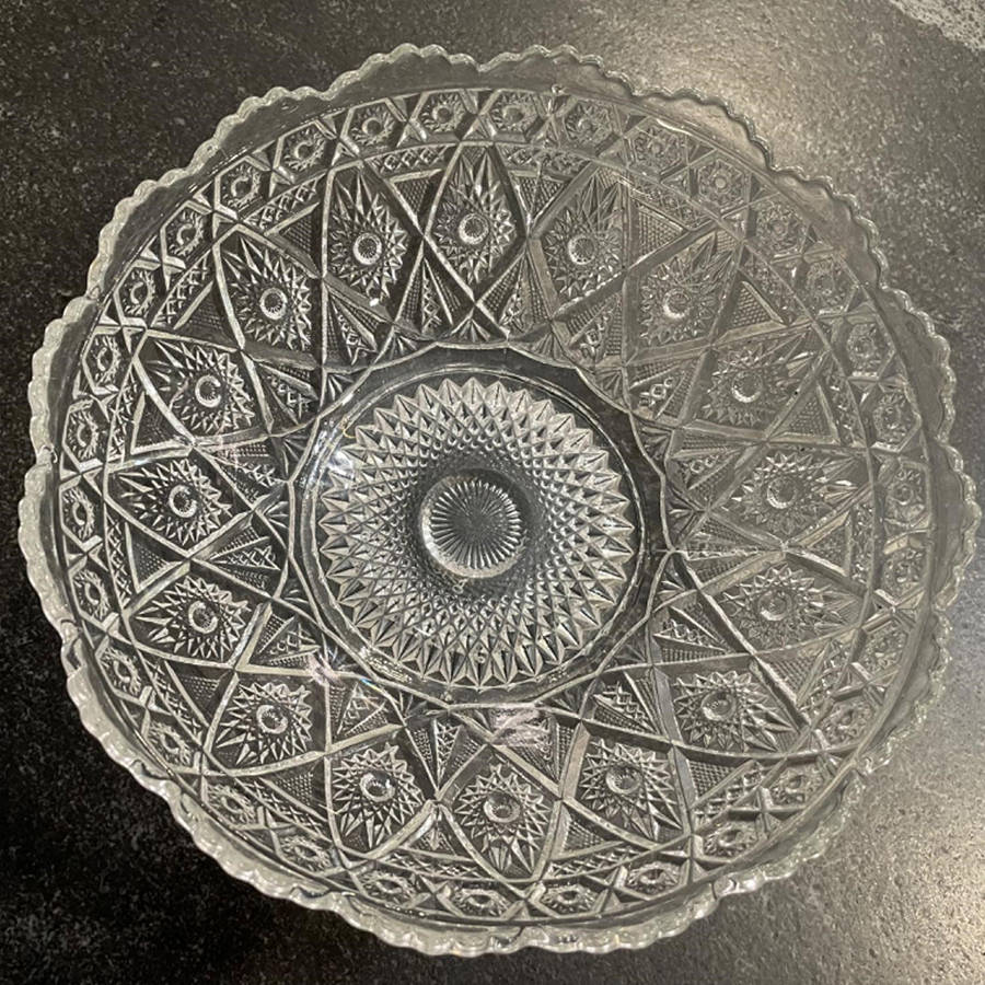 Diamond Lace Clear Large Fruit Bowl by Imperial Glass-Ohio-1