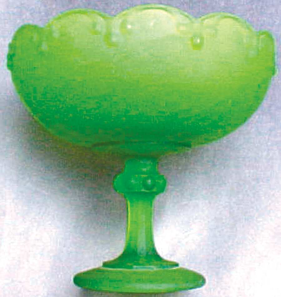 Garland Green Frosted (No Fruit) Comport by Indiana Glass-1