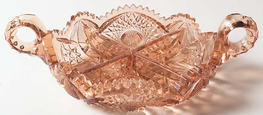 485 Pink 10" Round 4 Part Relish by Imperial Glass-Ohio-1