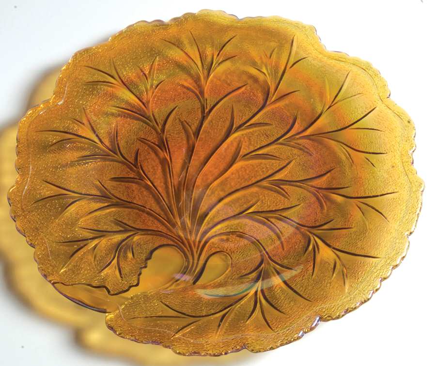 Pebble Leaf Amber Carnival Dinner Plate by Indiana Glass-1