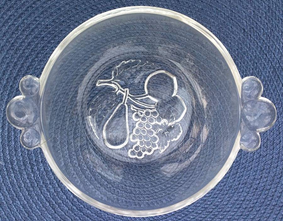 Fruits Clear Handled Fruit Bowl by Indiana Glass-1