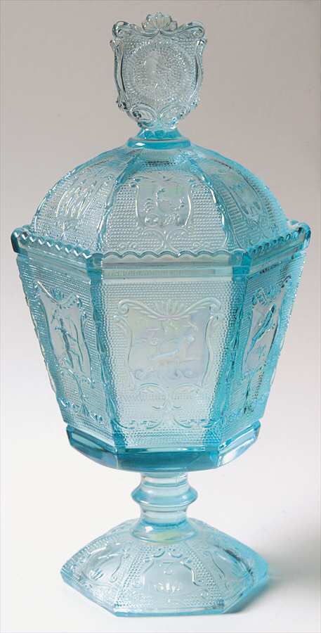 Zodiac Blue Carnival (Azure) Candy Dish & Lid by Imperial Glass-Ohio-1