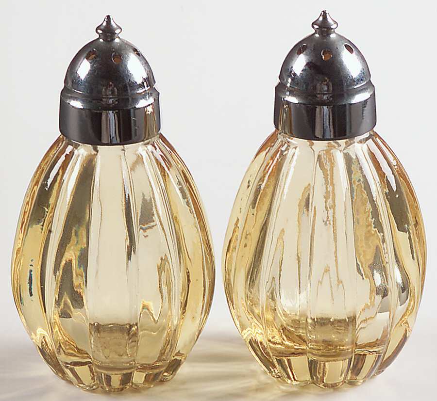 1503 Yellow Shaker Set w/Metal Lids by Imperial Glass-Ohio-1