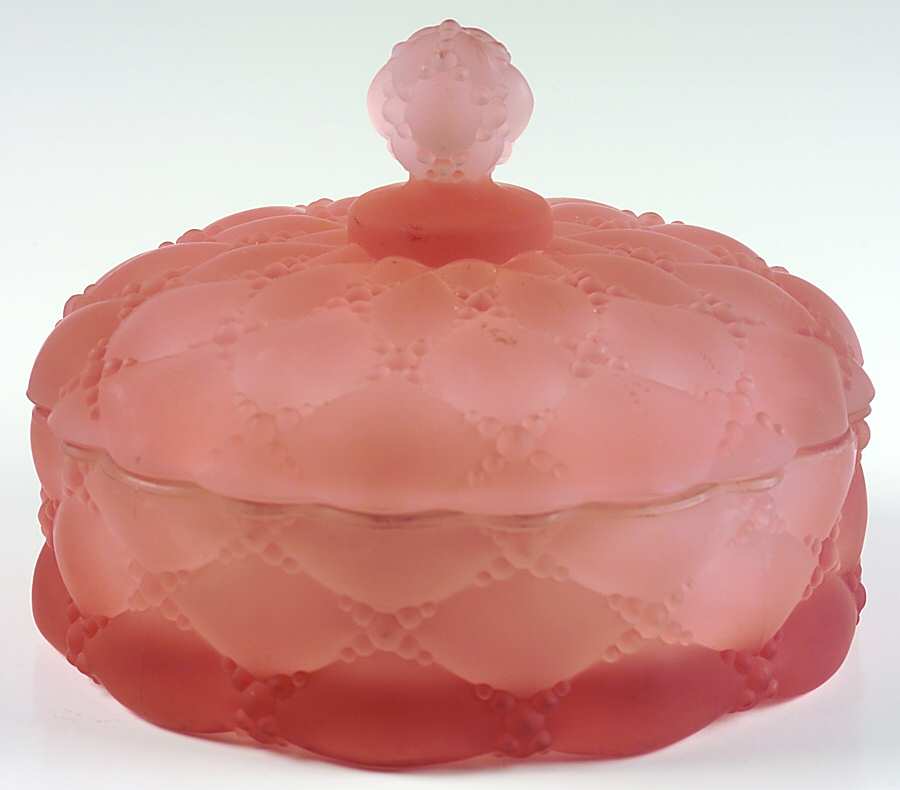 Wampum Pink (Frosted) Candy Box & Lid by Imperial Glass-Ohio-1