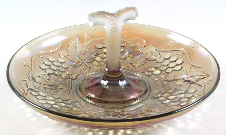 Vintage Carnival (Smoke) Center Handle Bowl by Imperial Glass-Ohio-1