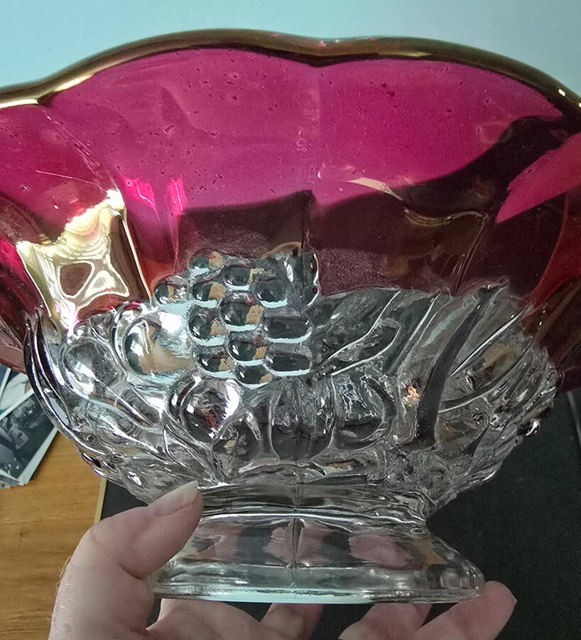 Garland Ruby Flashed (Panels) 12" Footed Bowl by Indiana Glass-1