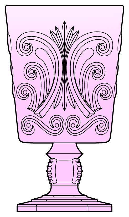 Scroll Pink Water Goblet by Imperial Glass-Ohio-1