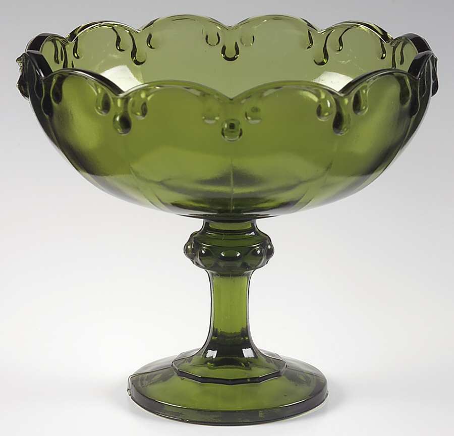 Garland Avocado Green Round Compote (Height X Width) by Indiana Glass-1