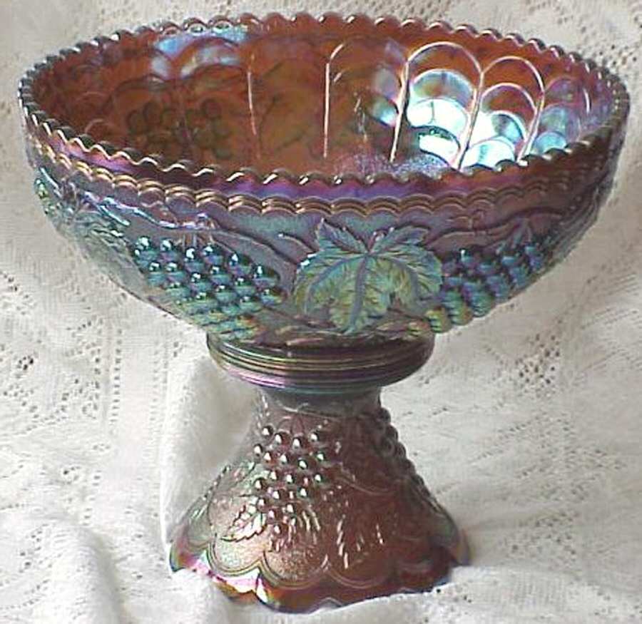 Vintage Carnival (Amber) Punch Bowl with Stand by Imperial Glass-Ohio-1
