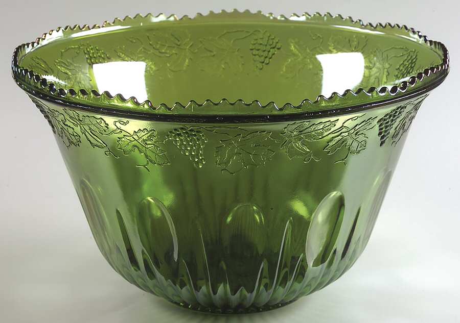 Princess Green Carnival Punch Bowl by Indiana Glass-1