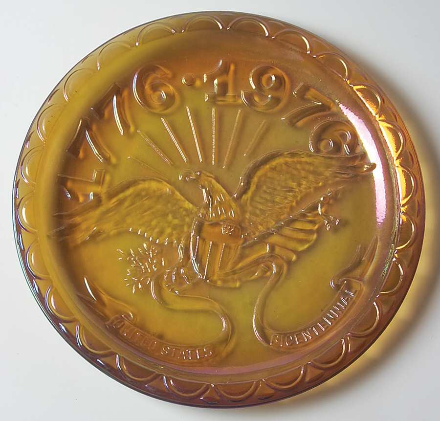 Bicentennial Amber Carnival 8" Decorative Plate by Indiana Glass-1