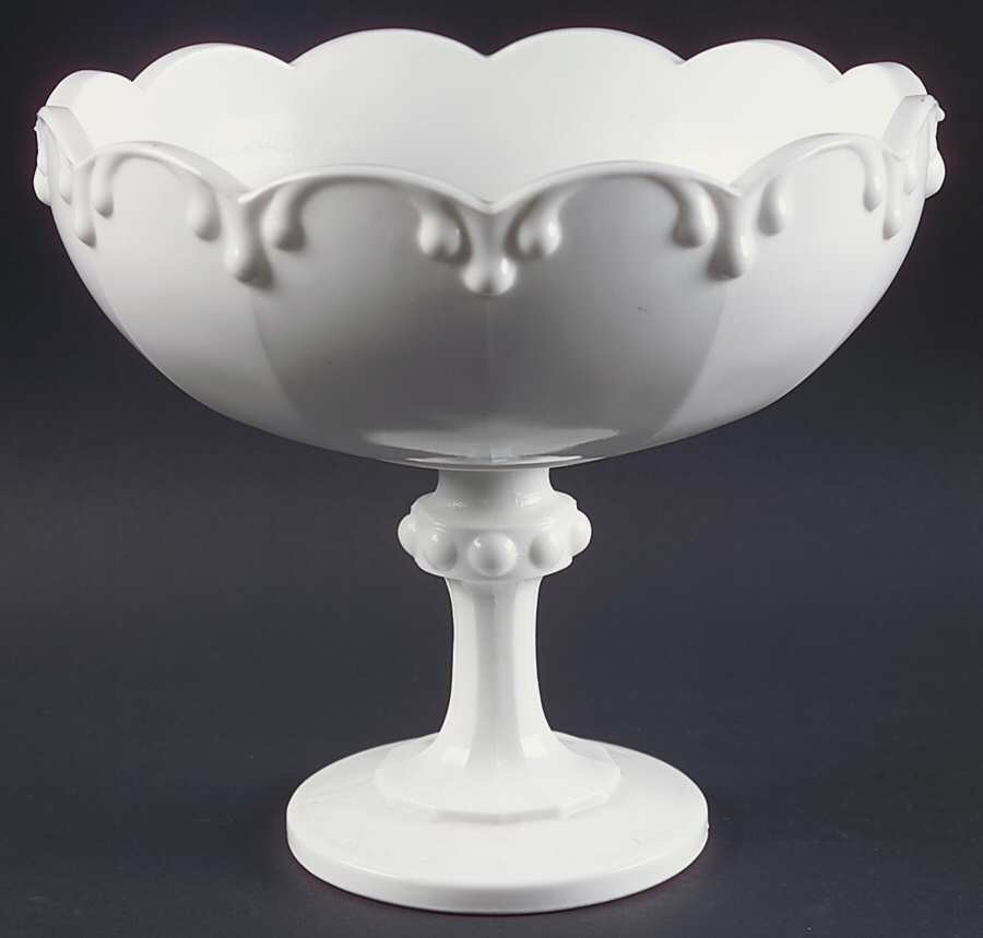 Garland Milkglass (No Fruit) Round Compote (Height X Width) by Indiana Glass-1