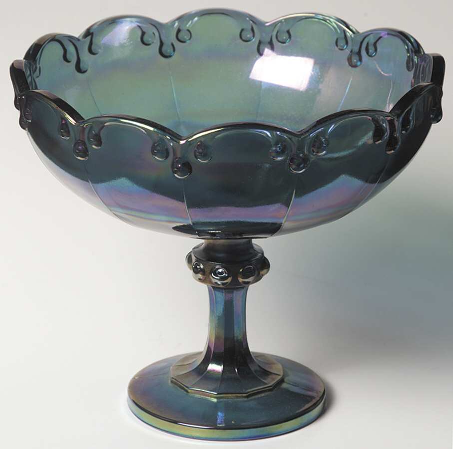 Garland BlueCarnival (No Fruit) Round Compote (Height X Width) by Indiana Glass-1